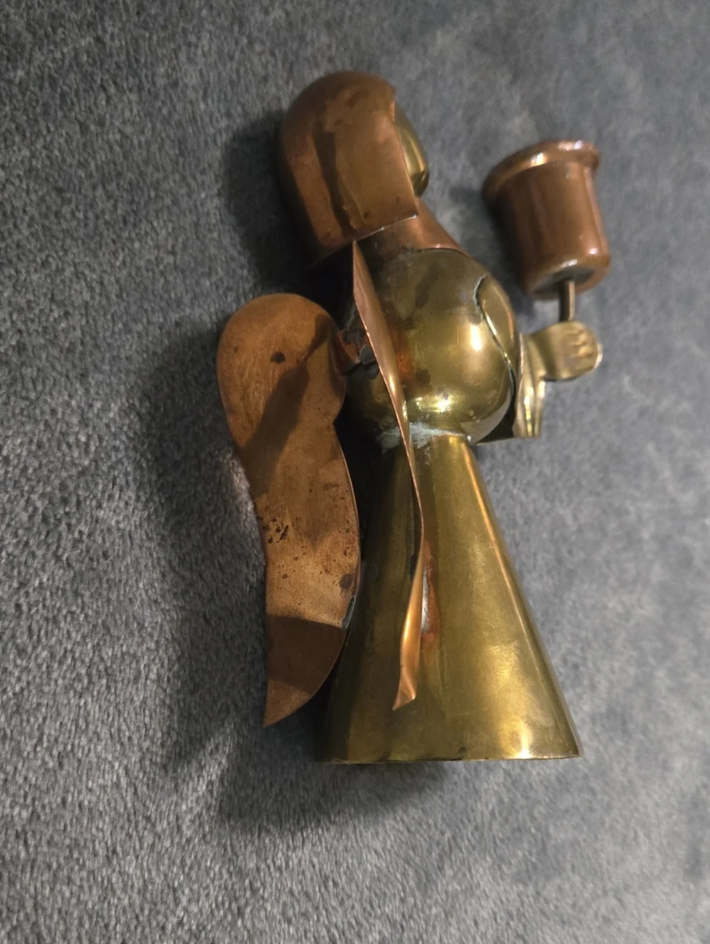 Vintage Copper And Brass Angel Candle Holder Product Of Mexico Stamp
